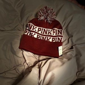 TRADED - PINK maroon color Pom Pom knit hat